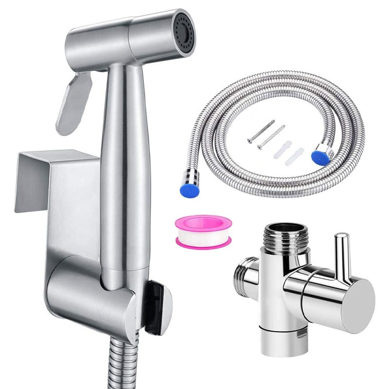 Higieniczny zestaw toaletowy i prysznicowy z bidetem – rączka prysznicowa ze stali nierdzewnej z zaworem trójdrożnym – głowica prysznicowa do higieny