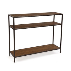 Console Étroite Versa Berlin - Meuble D'Entrée Ou Couloir 80x30x100 Cm - Design Industriel Marron & Noir - Étagère Basse - Facile à Monter