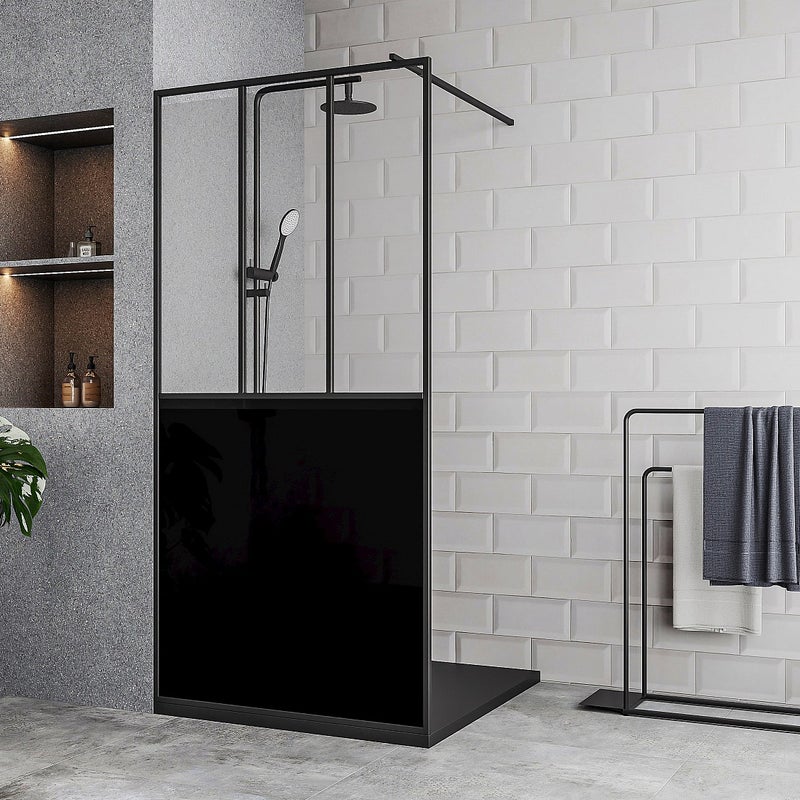 Ścianka prysznicowa do kabiny walk-in czarna matowa w stylu industrialnym - 100 x 200 cm - URBANIK