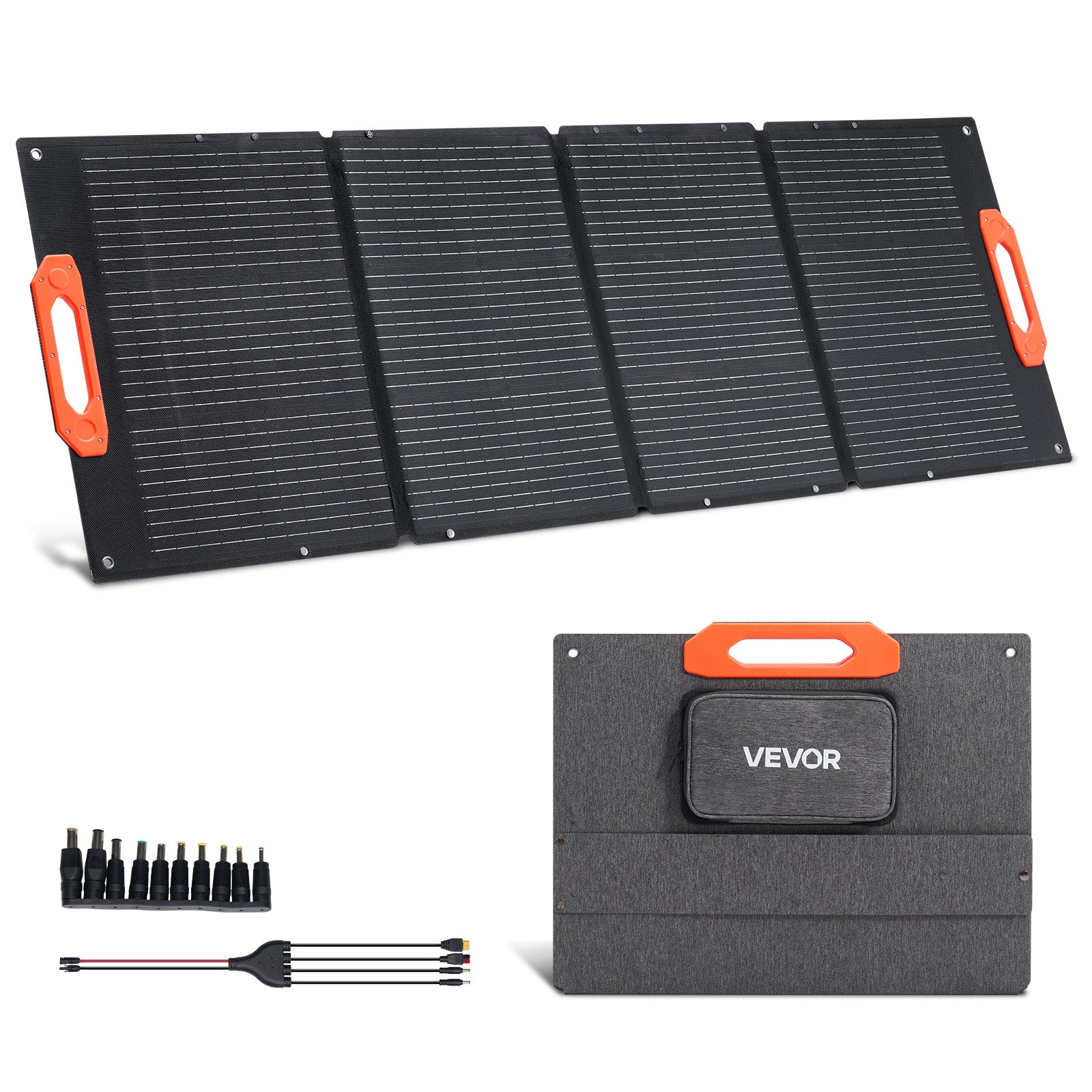 Przenosny panel solarny VEVOR 150W monokrystaliczny skladany IP67 22 do 23 procent sprawnosci do kampera kempingu i awaryjnego zasilania