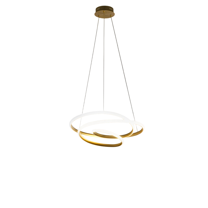 Gea Luce  Diva, Lámpara Colgante Led Regulable 39W, Diseño Moderno En Aluminio Cepillado, Luz Cálida 3000K, Anillos Entrelazados D.50cm Oro Aluminio, Leroy Merlin