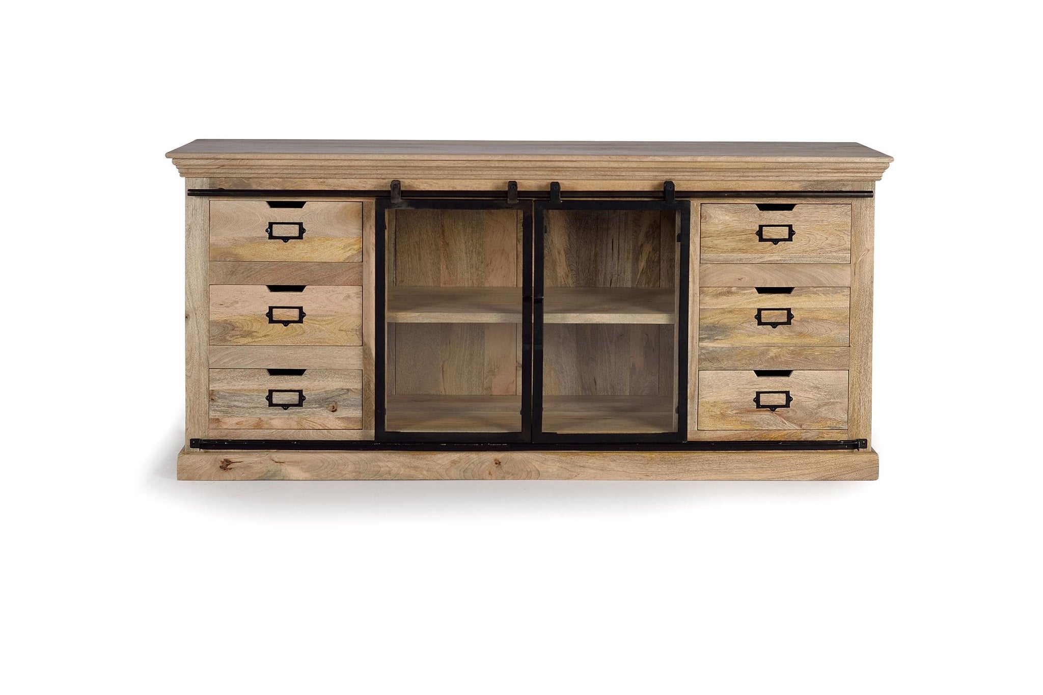 Nowoczesna komoda w stylu industrialnym z drewna mango - 86x180x45 GYC