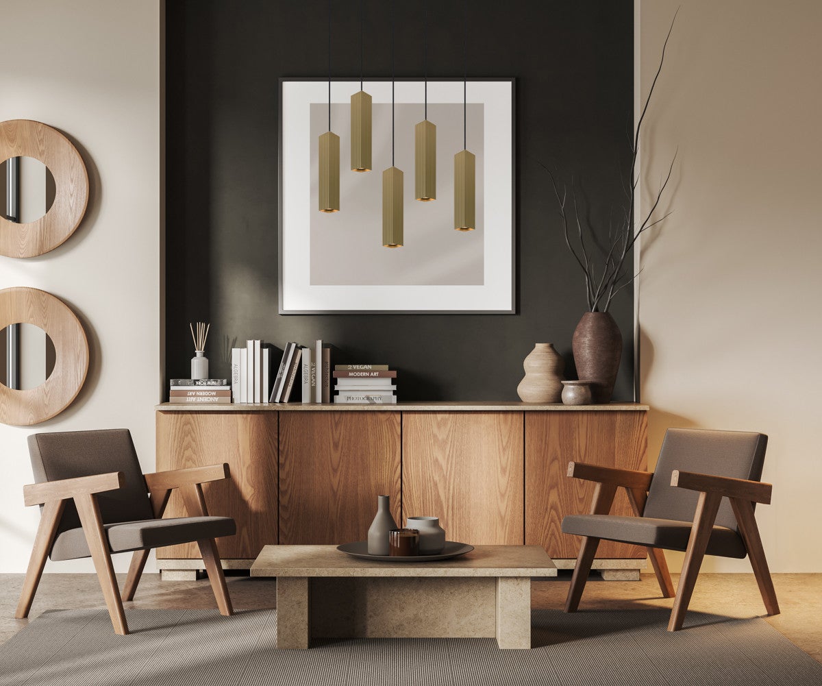 Lampa wisząca Tecno złoto-czarna 1xGU10x10W nowoczesna wym: 130 x 5,8 x 5,8 cm aluminium Italux - 2