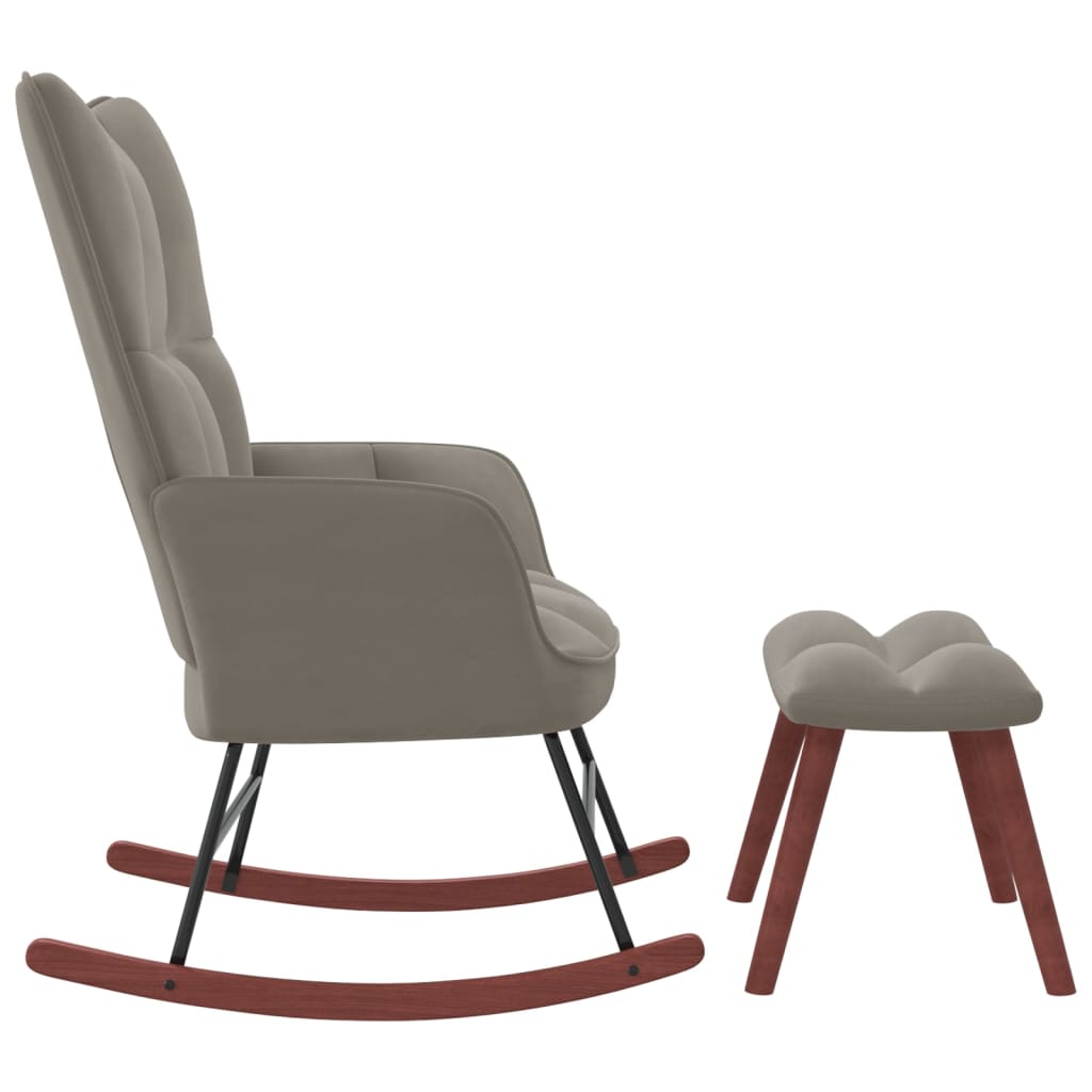 Chaise à bascule | Fauteuil à bascule | Fauteuil de relaxation avec repose-pied Gris clair Velours819595 - 3