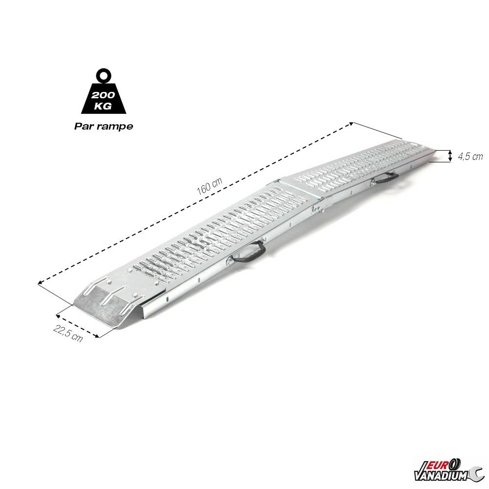 Rampe de chargement pliable - charge max 400 kg - en acier galvanisé - 3