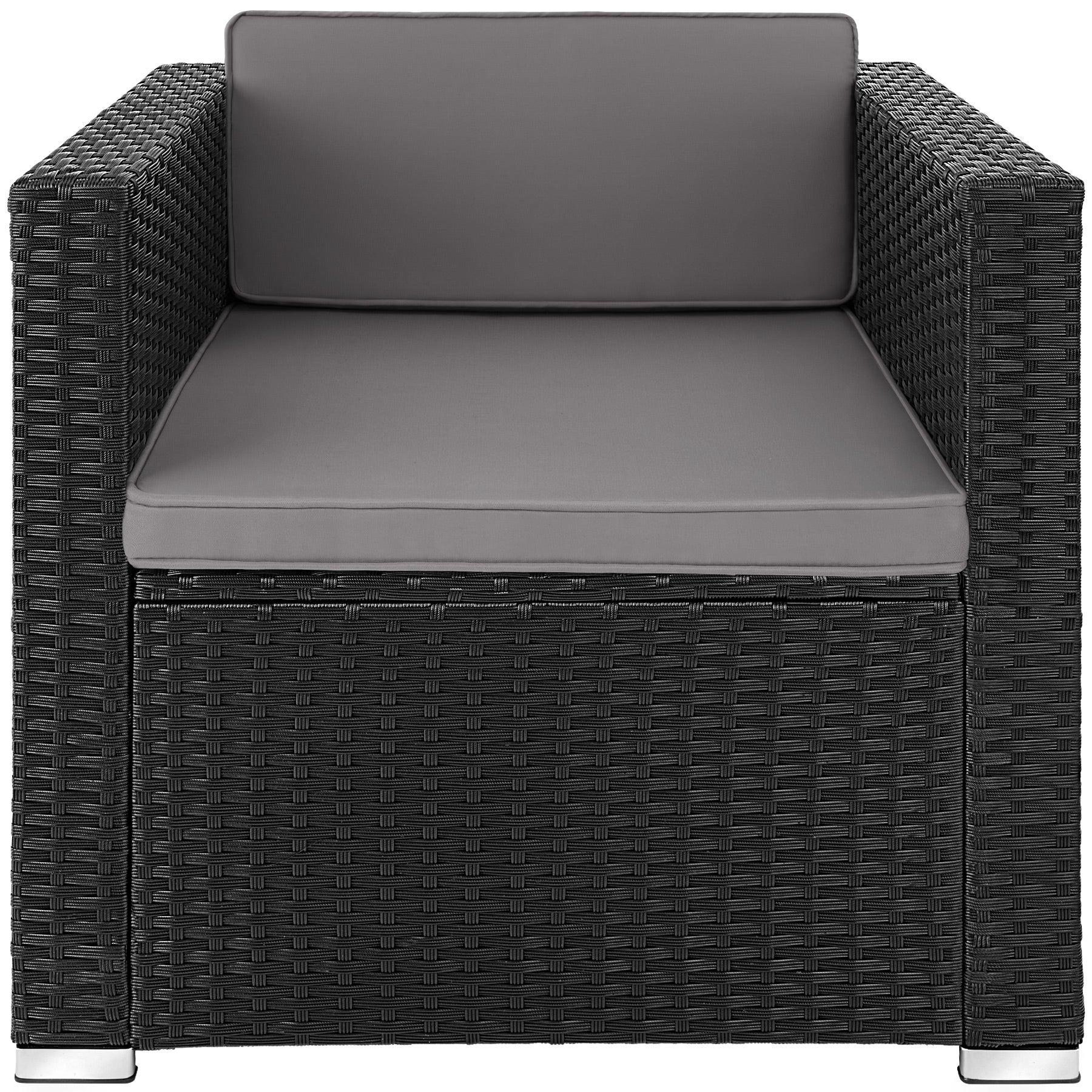 Tectake Fauteuil en rotin Lignano - noir - 4