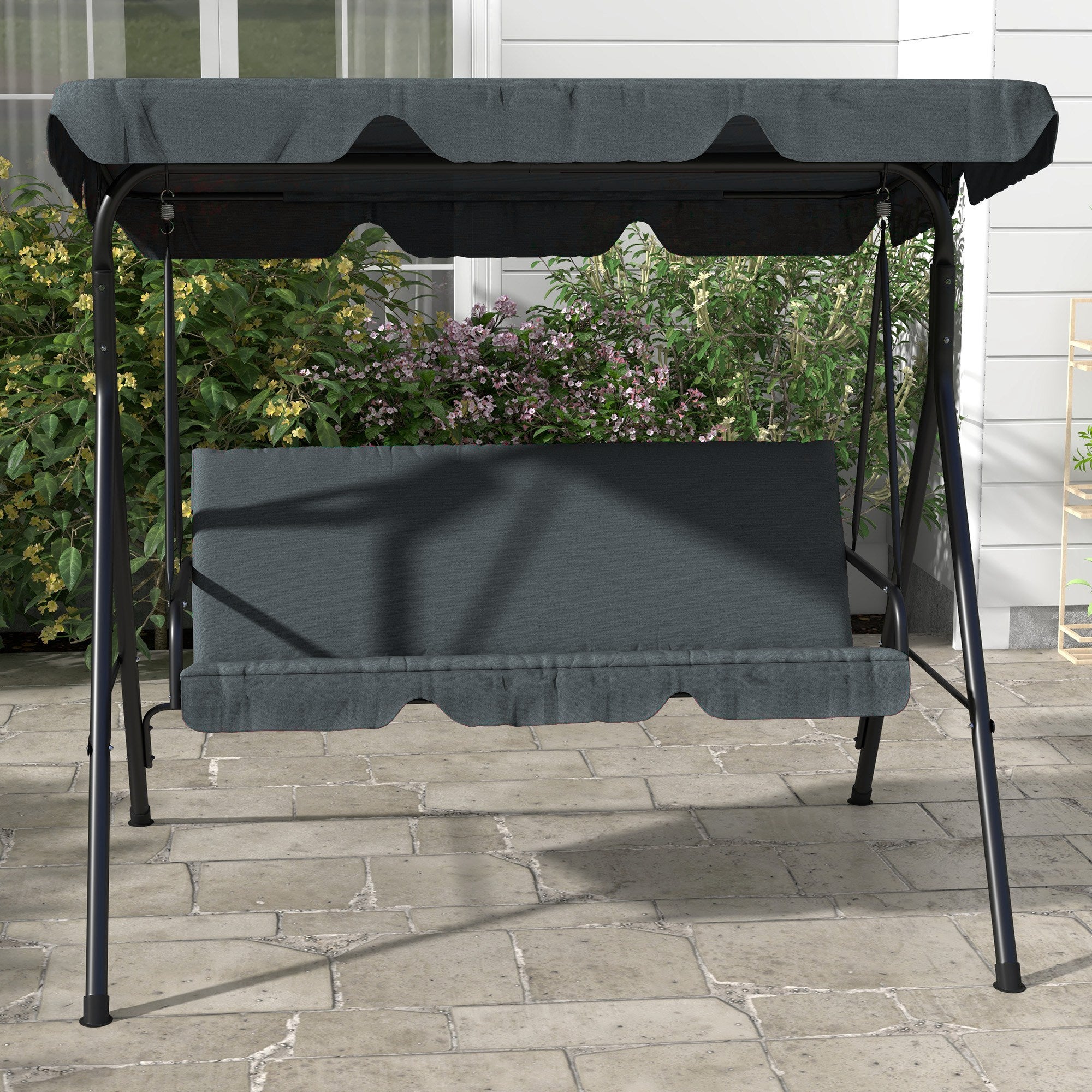 Baloiço de Jardim Outsunny Tecido de poliéster e aço Cinzento 172x110x153 cm - 4
