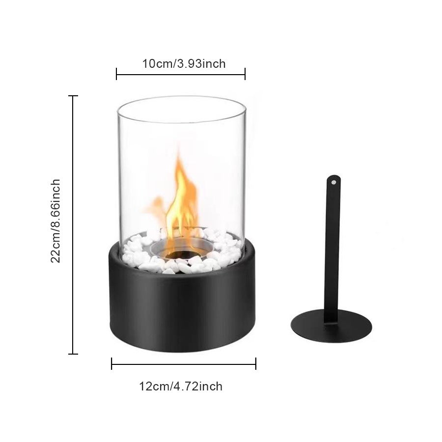 Lareira de mesa portátil com cobertura para pátios, cozinha e refeições ao ar livre | Lareiras e fogueiras externas | Preta, 12 x 22 cm. - 2