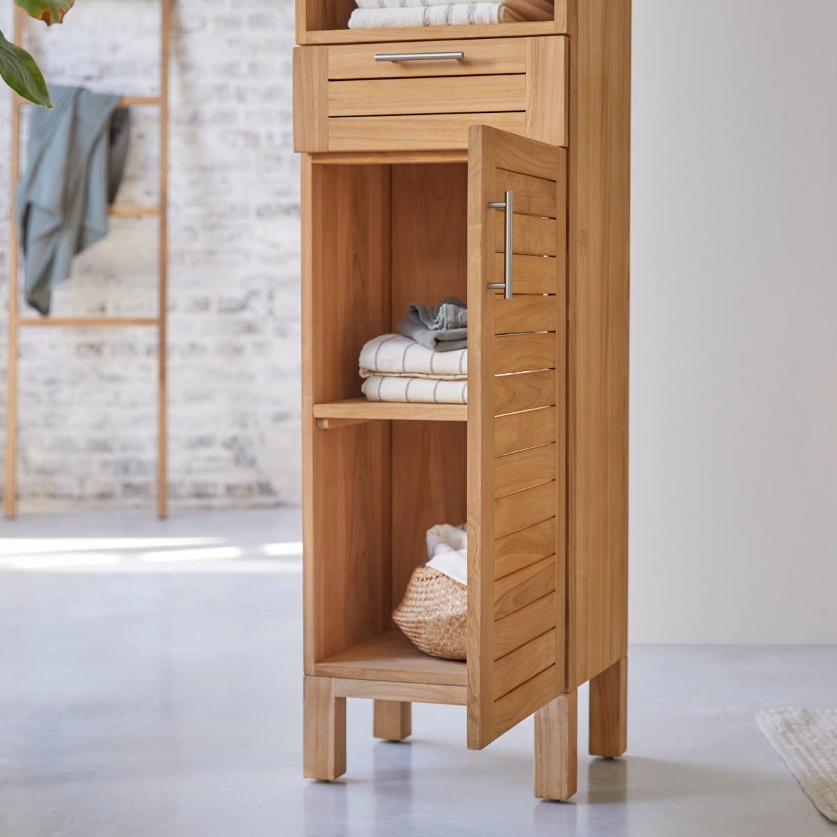 Tikamoon Scaffale a colonna in legno massello di Teak porta oggetti arredo bagno Tikamoon - 2