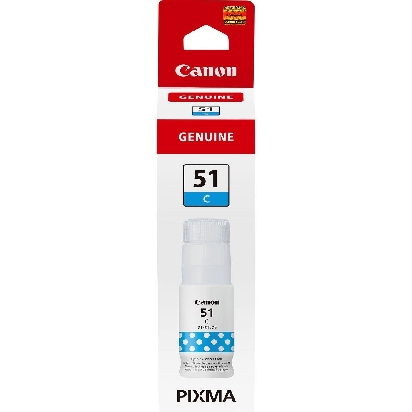 Encre Compatible Canon GI-51 - Multipack 4 Bouteilles (Noir, Cyan, Magenta, Jaune) - Haute Capacité