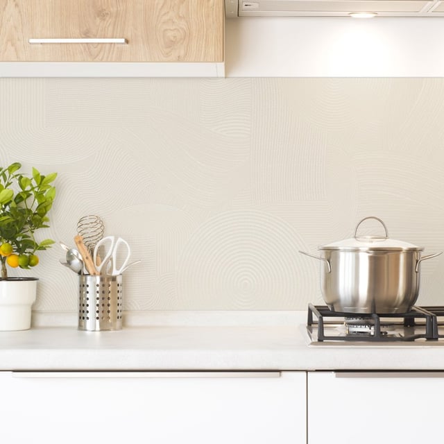 Crédence cuisine adhésive en aluminium motif sable beige 240x50 cm (en 2 bandeaux)