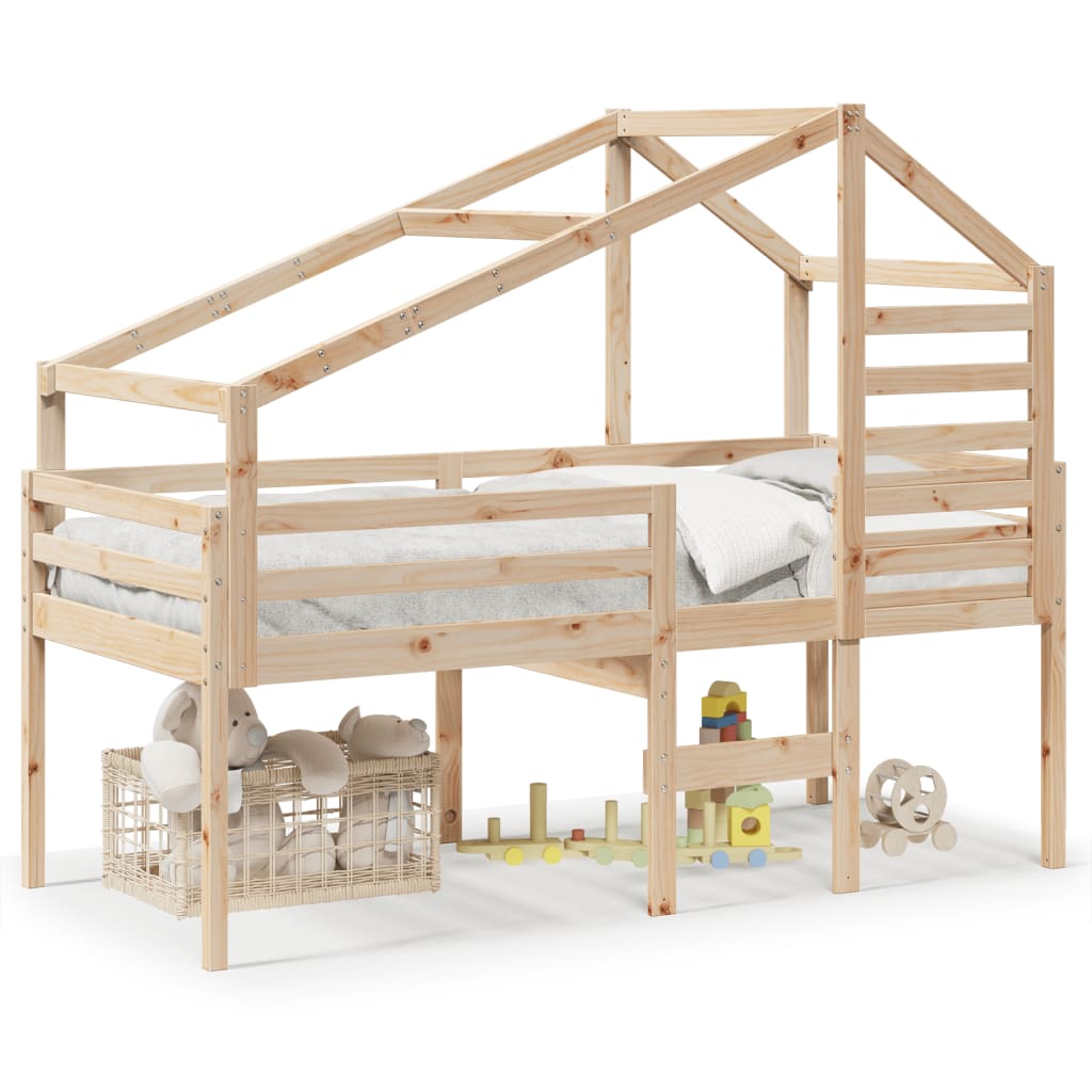Lit haut avec toit 75x190 cm bois de pin massif - 2