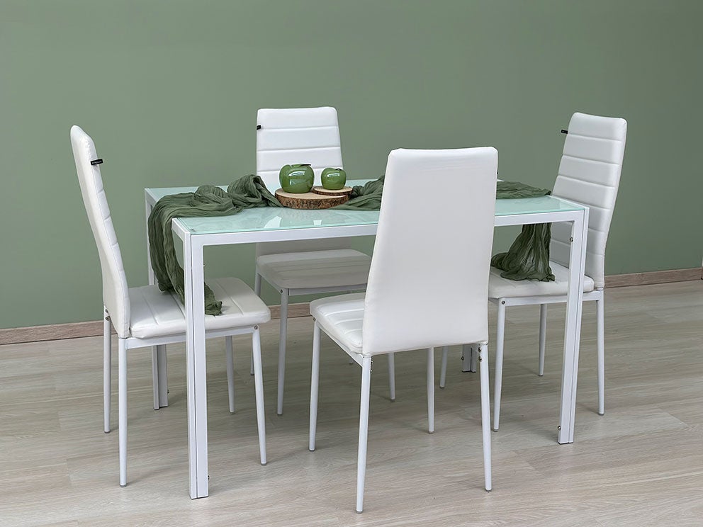 Set Tavolo E 4 Sedie SDHYL In Legno Di Pino - Grigio Bianco 108x65cm - Foto 12