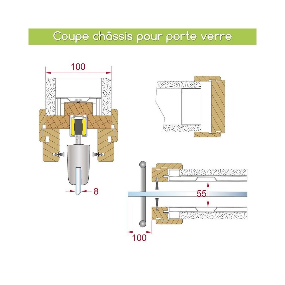 Pack motorisation SLID'UP M300 pour 1 porte coulissante en verre - radio - 7