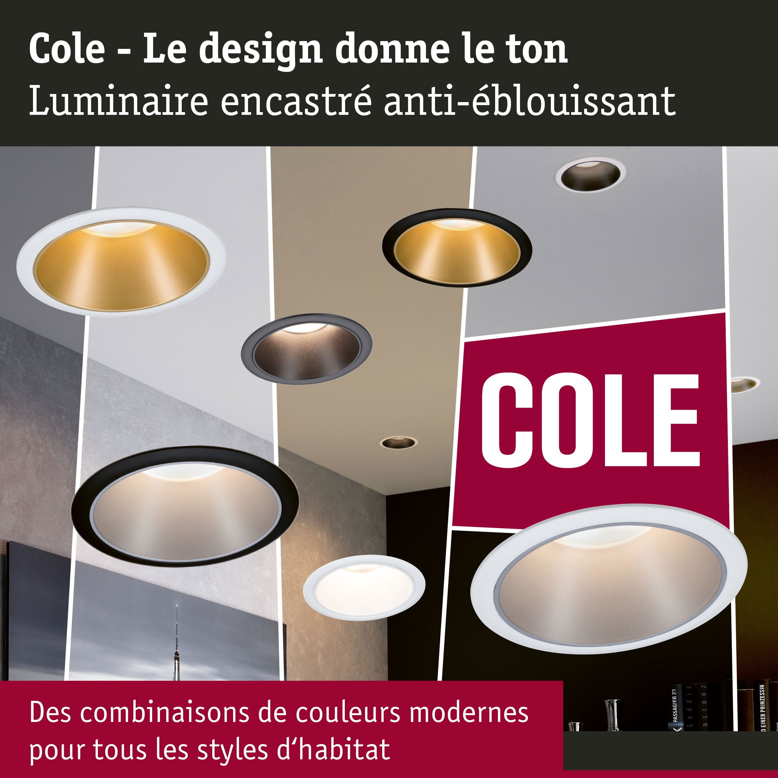 Spot encastré LED 3-Step-Dim Cole Coin Kit de 6 IP44 rond 88 mm Coin 6x6W 6x470lm 230V gradable 2700K Blanc, Argent mat - 4