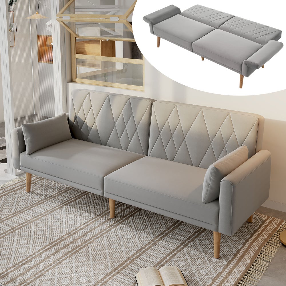 Sofa rozkładana 2-osobowa, mała, welurowa, z funkcją spania, do pokoju gościnnego