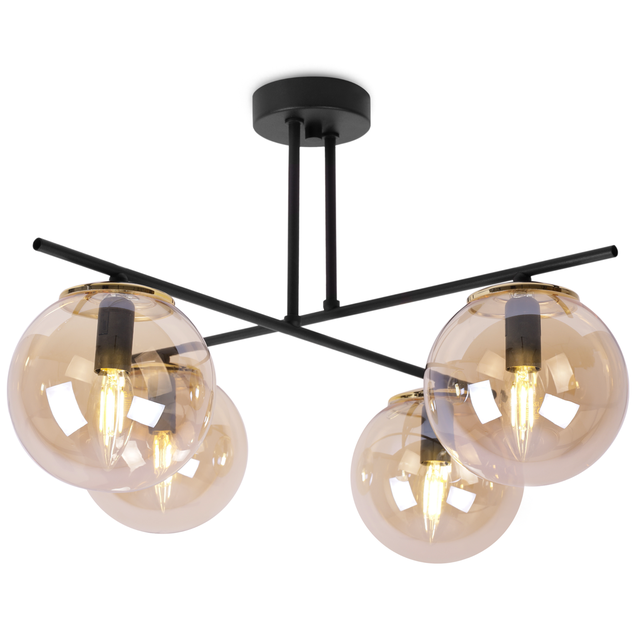 Lampa sufitowa wisząca Modena modern 4xE27 abażur kula miodowa/złota Light Home LH