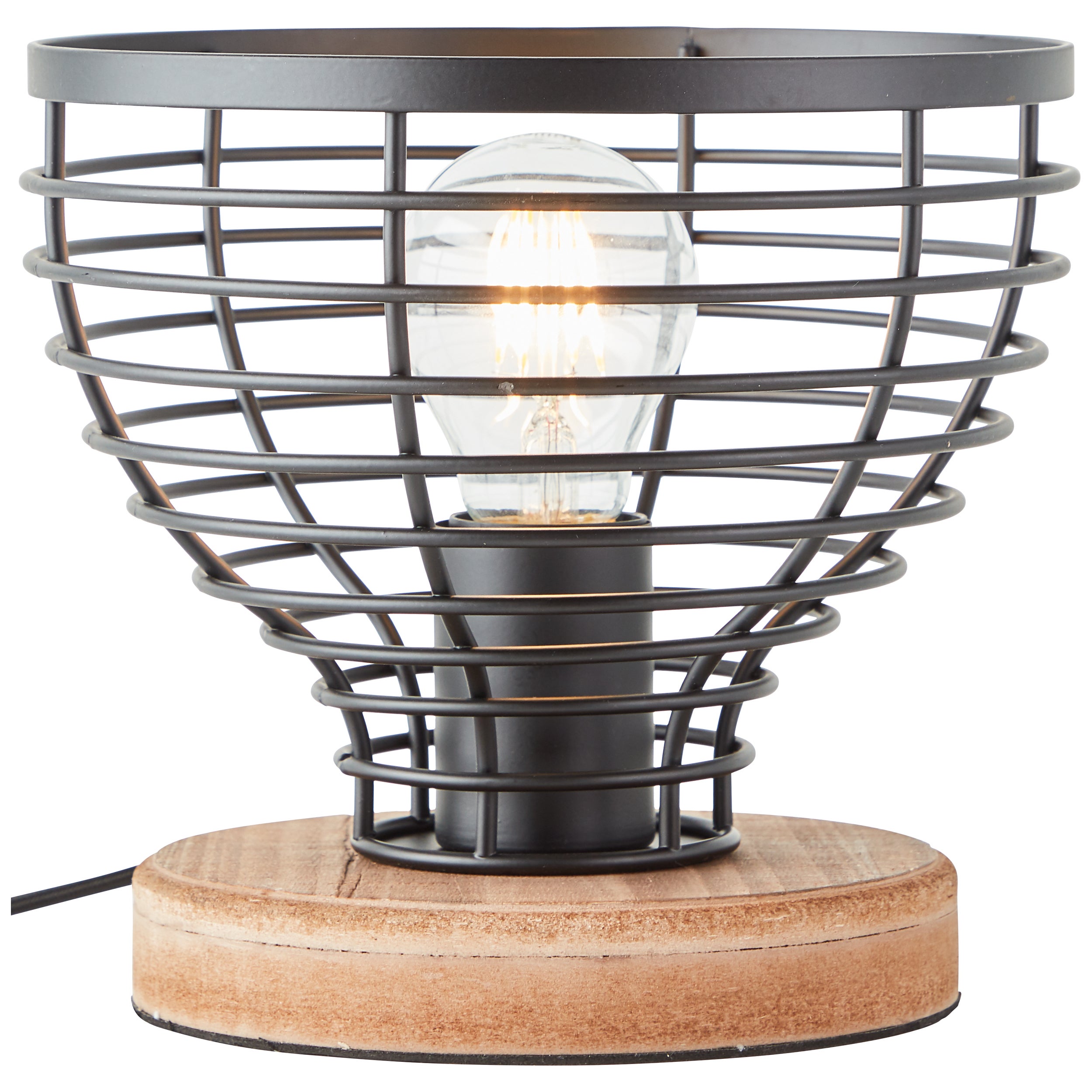 Brilliant Avia lampa stołowa 20cm czarny/drewno, metal/drewno, 1x A60, , 52W - 7