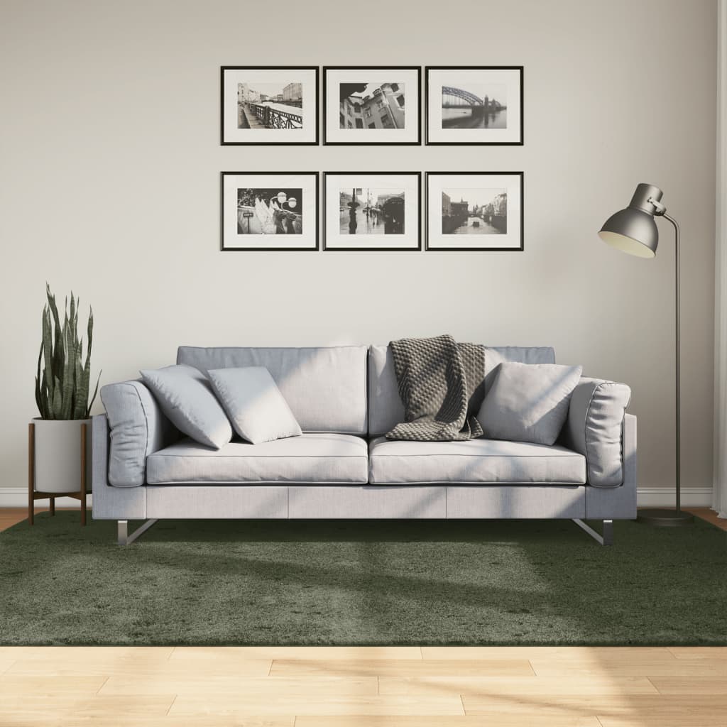 Dywan HUARTE z krótkim włosiem, zielony, 160x230 cm vidaXL