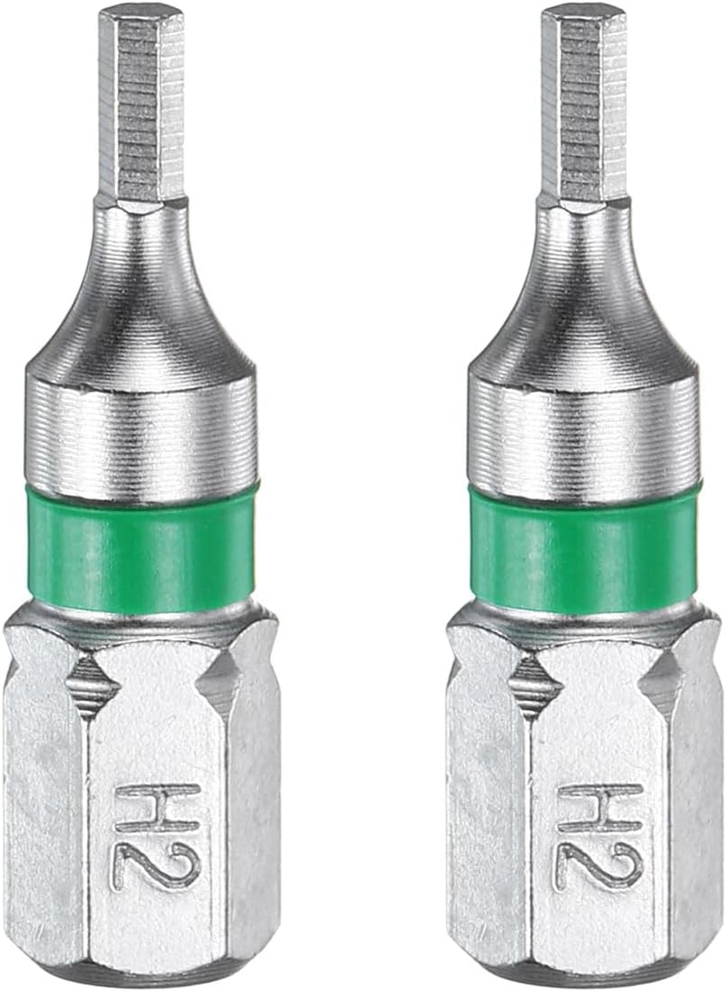 Zestaw 2 bitów sześciokątnych H2 do wkrętaków elektrycznych, trzpień sześciokątny 1/4", długość 25 mm/1", bity magnetyczne ze stali S2 do wkrętarek e