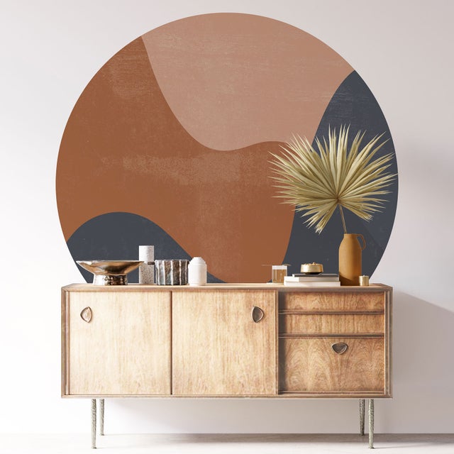 Okrągła samoprzylepna naklejka ścienna dekoracyjna - Boho - Folia samoprzylepna + laminat BŁYSZCZĄCY - Średnica 80 cm