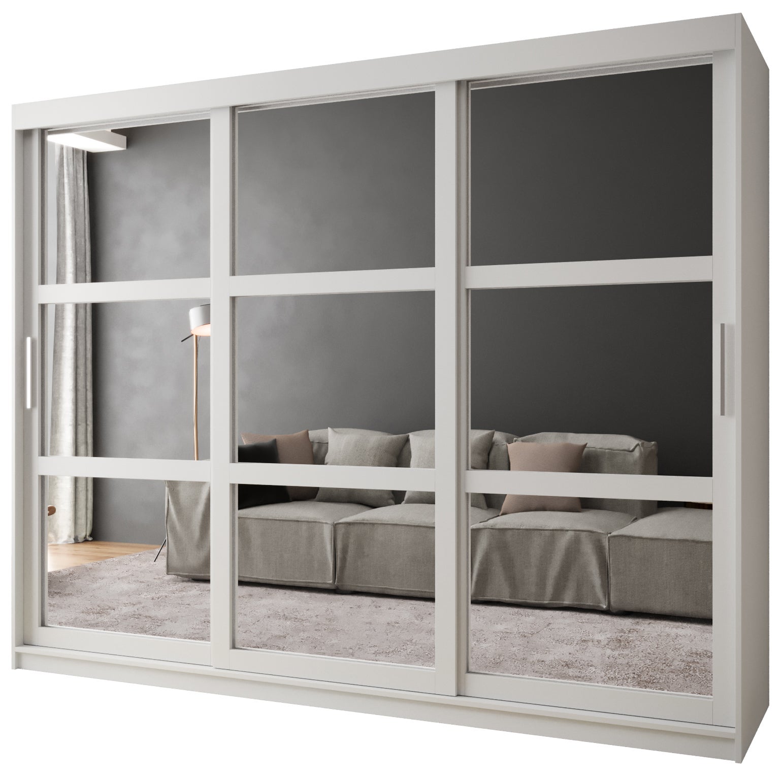 Szafa przesuwna garderoba MIROR 250 x 62 x 200 cm Biały - Abiks Meble