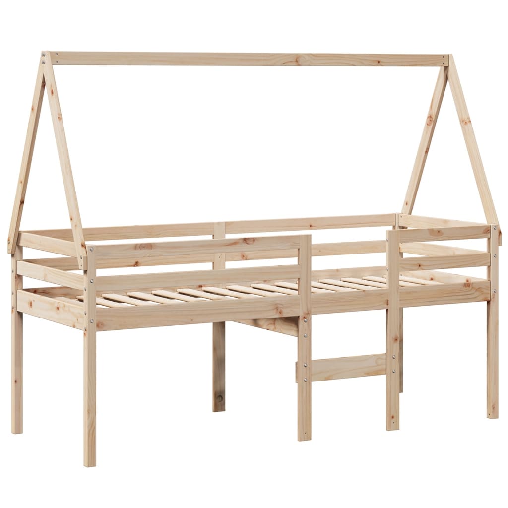 Lit haut sans matelas 75x190 cm bois de pin massif - 3