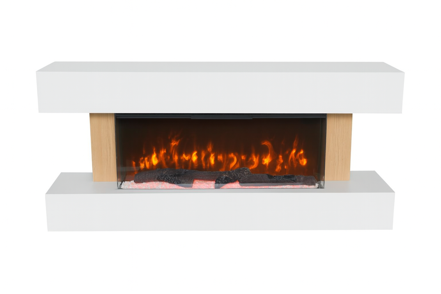 DUPI Chimenea Eléctrica Nero Pro SENZIA | 3 en 1 con Calefacción | 12 Colores Llama | APP Tuya-Smart Life-Alexa | Blanco/Madera | 134x58x21cm - 3