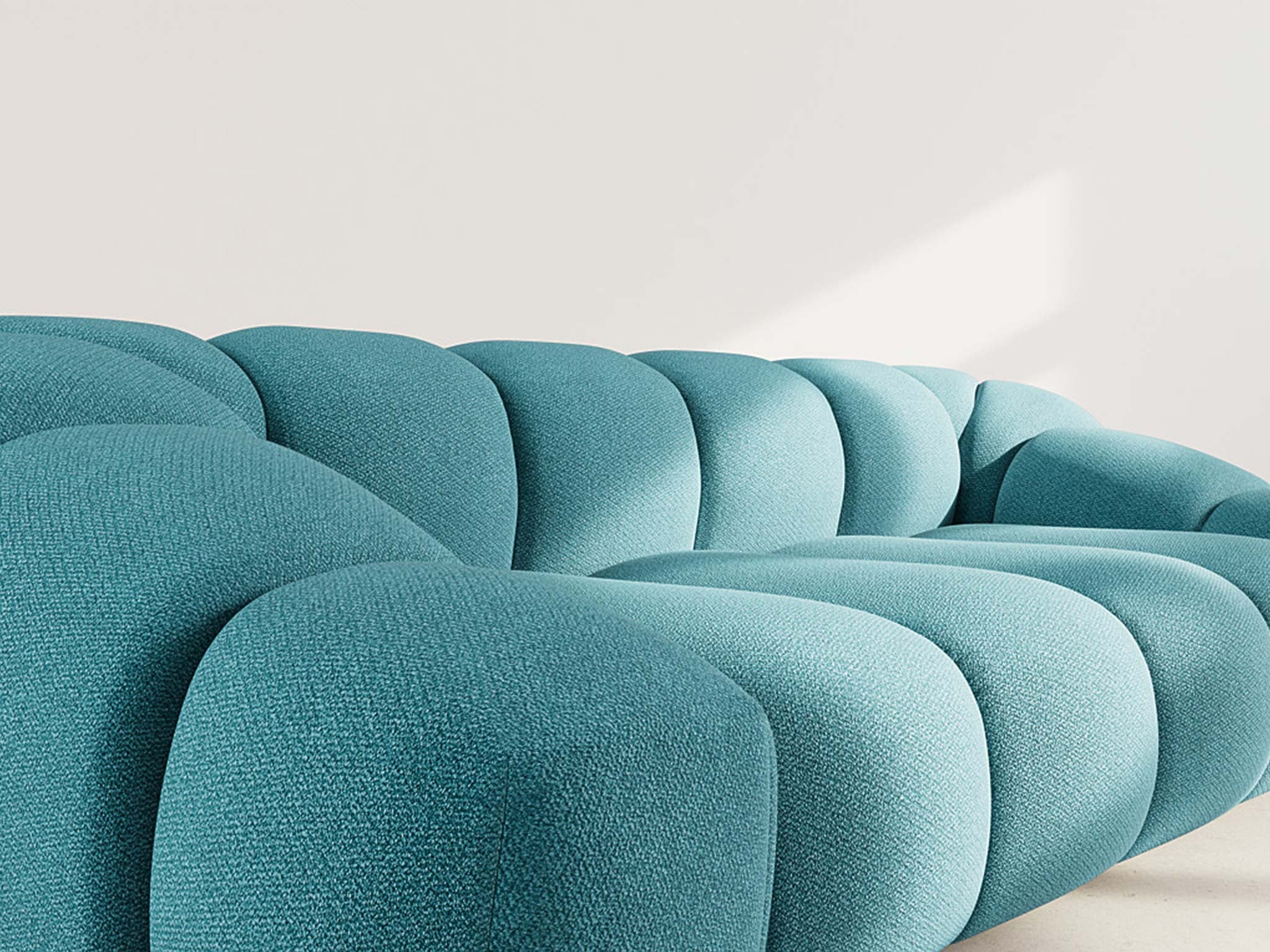 Canapé droit 3 places en velours texturé bleu - AVA - Best Mobilier - 4