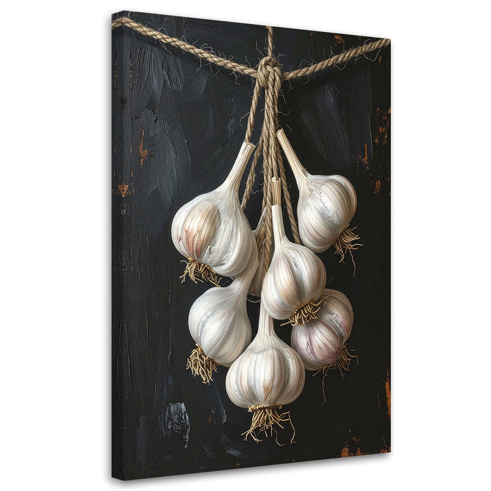 Obraz do kuchni restauracji baru jadalni, Wiszący czosnek warzywa 30x45
