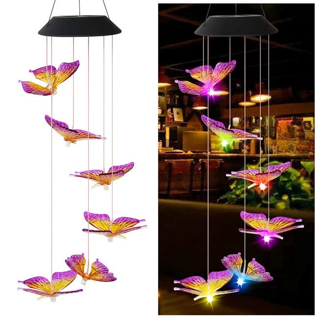 Led Kurant Wietrzny Solarny Motyl Wodoodporny Zewnętrzny Kurant Wietrzny Wiszący Do Dekoracji Ogrodu Podwórza