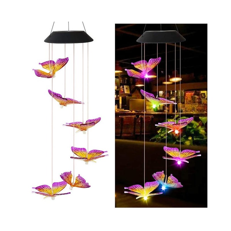 Led Kurant Wietrzny Solarny Motyl Wodoodporny Zewnętrzny Kurant Wietrzny Wiszący Do Dekoracji Ogrodu Podwórza