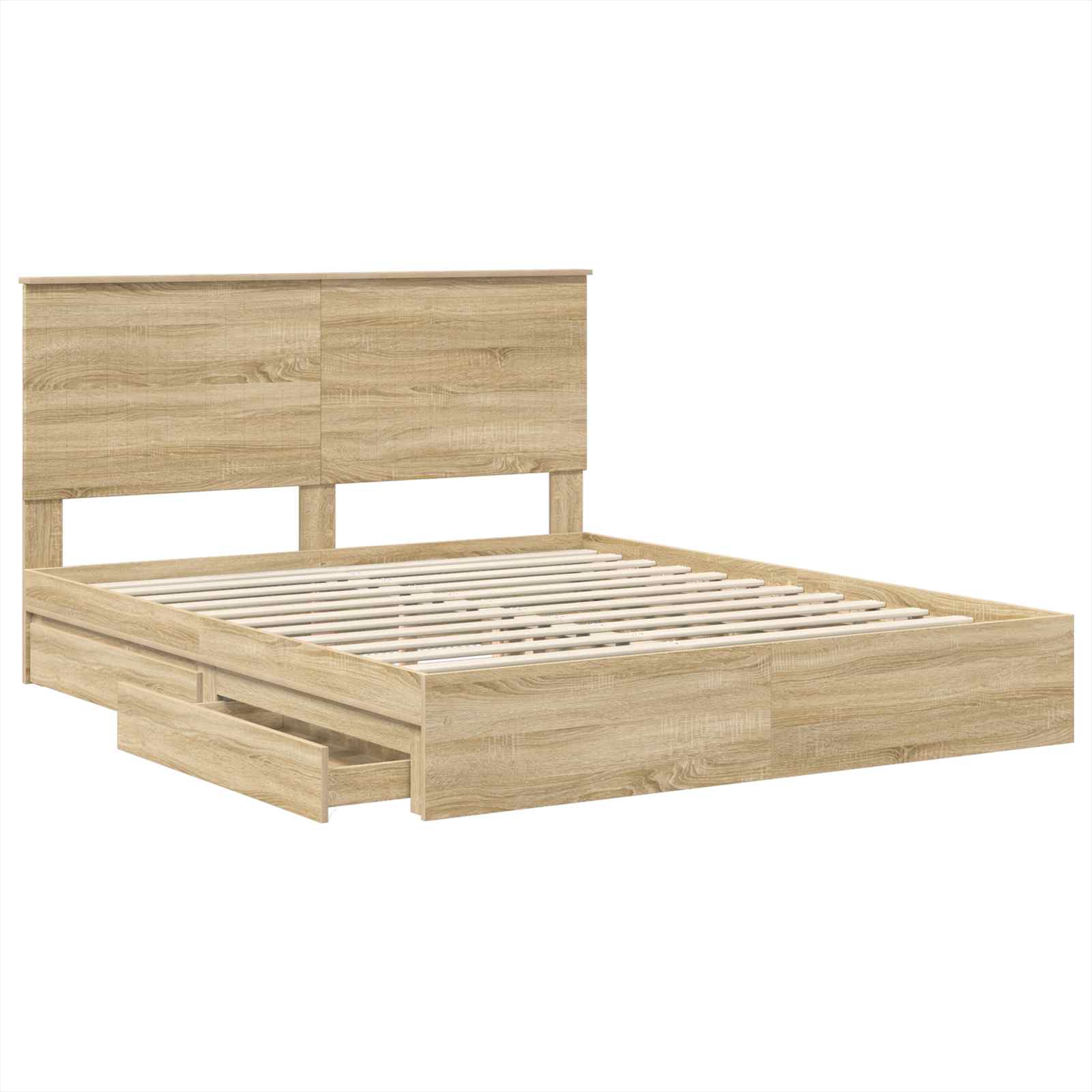 Lit de rangement en panneau de bois chêne, pour la chambre, 160 × 200 cm - 5