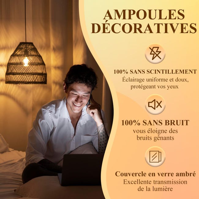 Ampolla LED E14 vintage 1,5W,luce calda 2200K ambra,equivalente 20W,decorativa G40,2 unità | Leroy Merlin Ampolla LED E14 vintage 1,5W,luce calda 2200K ambra,equivalente 20W,decorativa G40,2 unità | Leroy Merlin