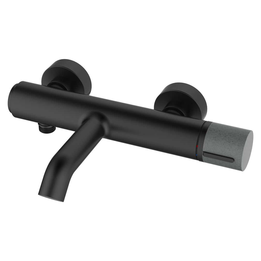 Mechaniczna bateria wannowo-prysznicowa Manopola z czarnego marmuru i betonu