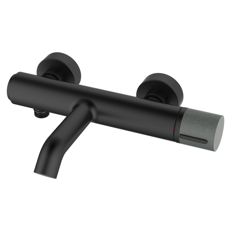 Mechaniczna bateria wannowo-prysznicowa Manopola z czarnego marmuru i betonu