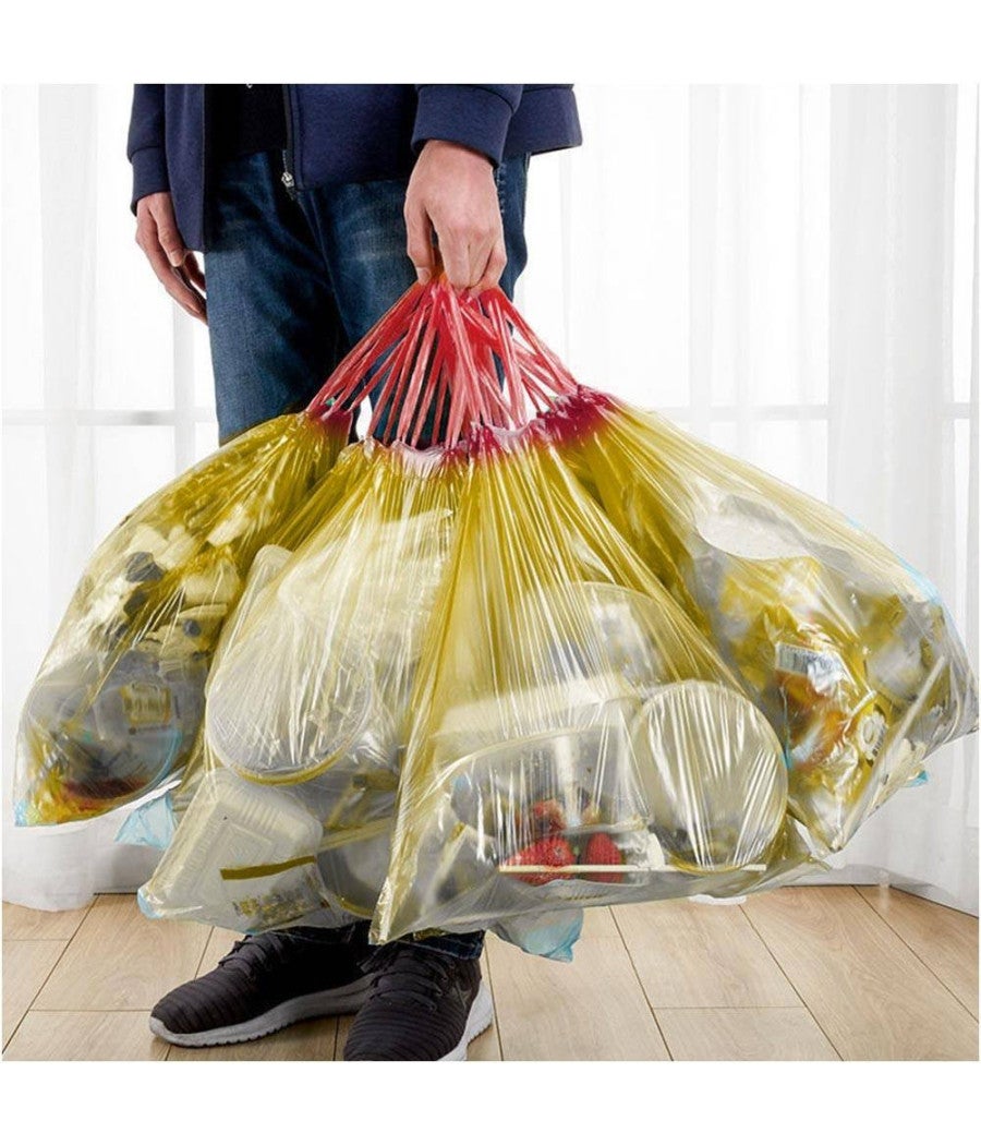 Trade Shop - 5 Rotoli Sacchetti Buste Spazzatura Profumati 45lt 50x60 Con Manici Giallo 100pz - - 3