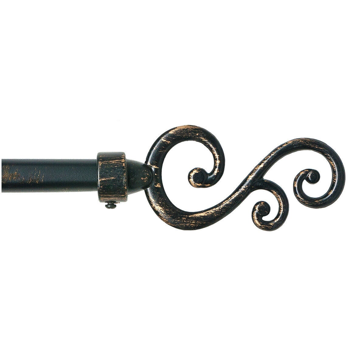 Karnisz Żelazko Rozsuwany Karnisz Kółka Spirale 160-300 Cm Czarno-złoty