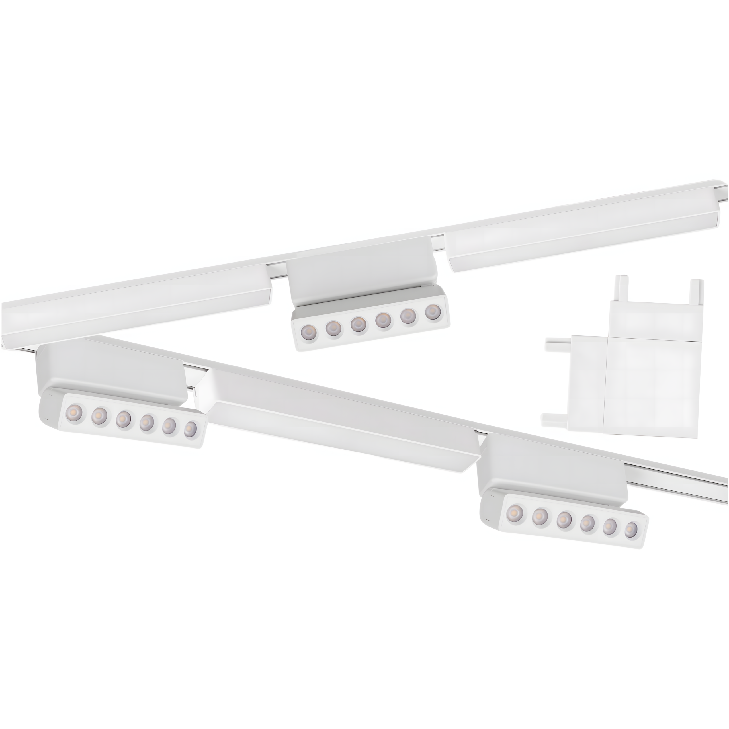 Zestaw oświetlenia szynowego LED Biały system magnetyczny 2 x listwa 1m + 6 lamp LED + łącznik kątowy - LEDHOFF