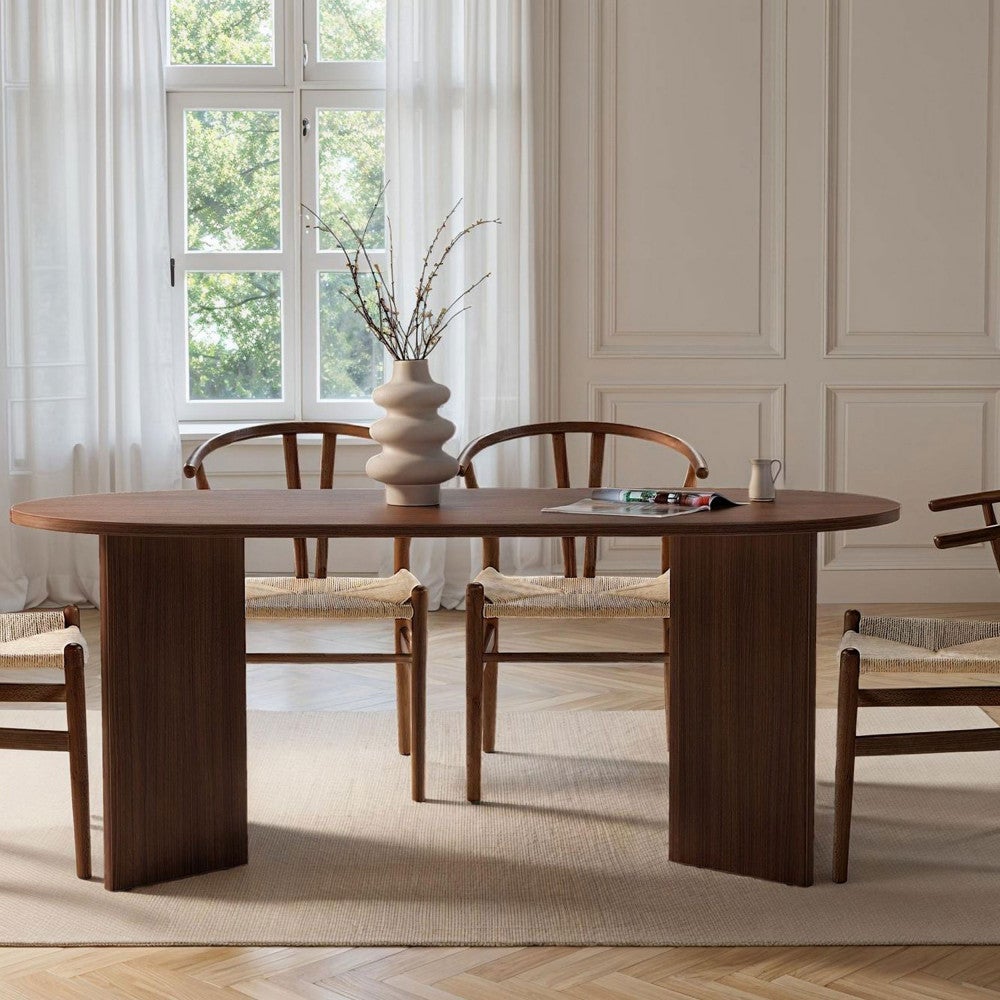 Sam - Table à manger 8 personnes ovale en bois - Bois foncé - 5