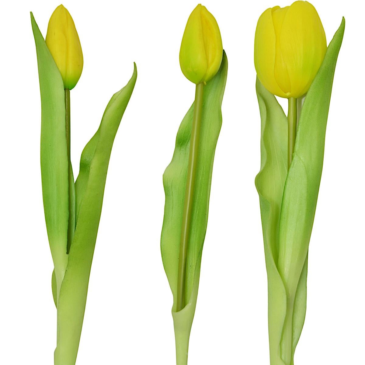 Sztuczny bukiet tulipanów żółtych 31 cm - kwiaty dekoracyjne do wazonu 7 sztuk