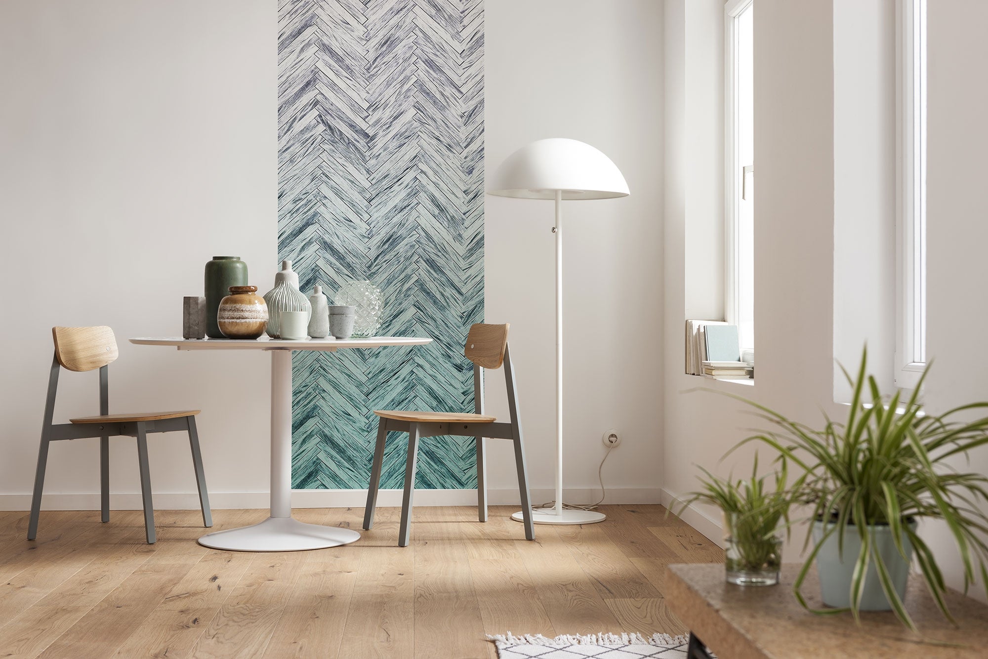 Fototapeta panel w jodełkę niebieskim - 100 x 250 cm - SANDERS &amp; SANDERS