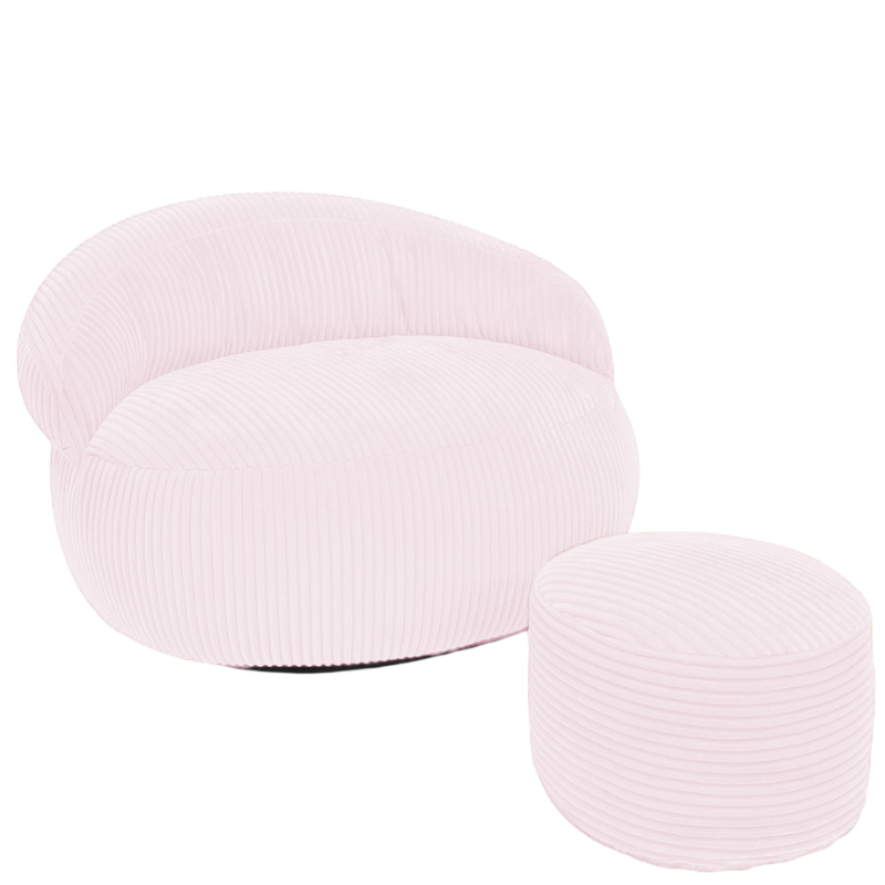 Pouf in Velluto a coste Grigio stile charme vintage TEODORA