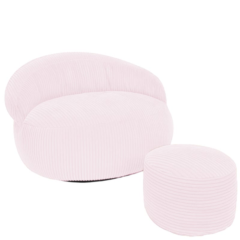 Pouf in Velluto a coste Grigio stile charme vintage TEODORA Pouf in Velluto a coste Grigio stile charme vintage TEODORA