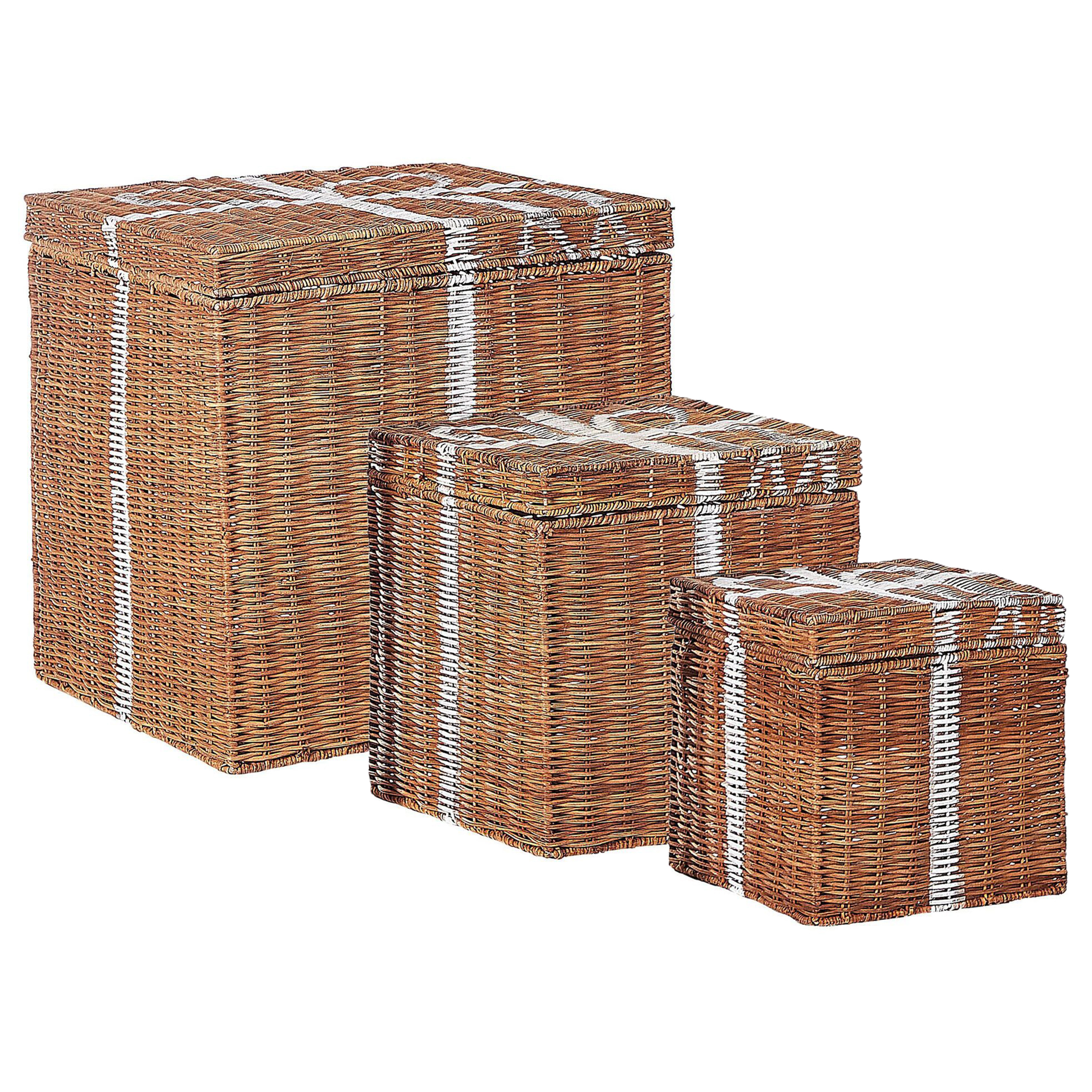 Set de 3 coșuri Cadouri de Crăciun CADEAU Ratan Natural 3buc