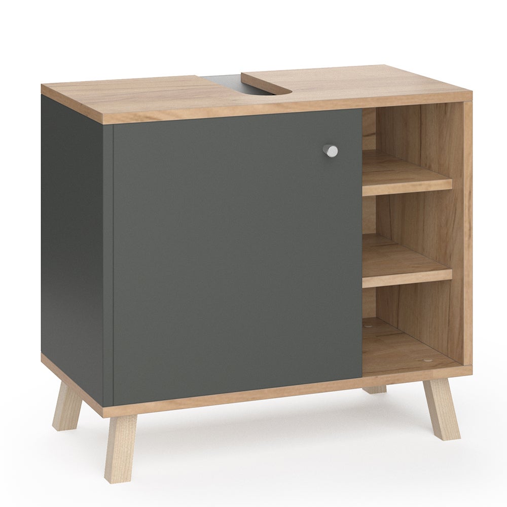 Vicco Meuble sous vasque Livia, Anthracite, 60 x 60 cm avec 2 portes