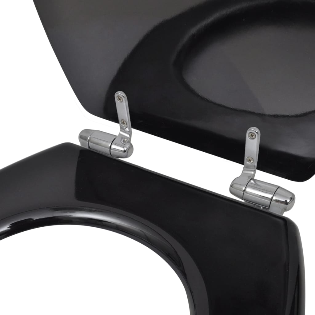 Siège de toilette en MDF à fermeture en douceur, noir - 6