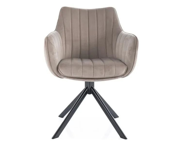 Krzesło tapicerowane AZALIA VELVET ciemnobeżowe obrotowe