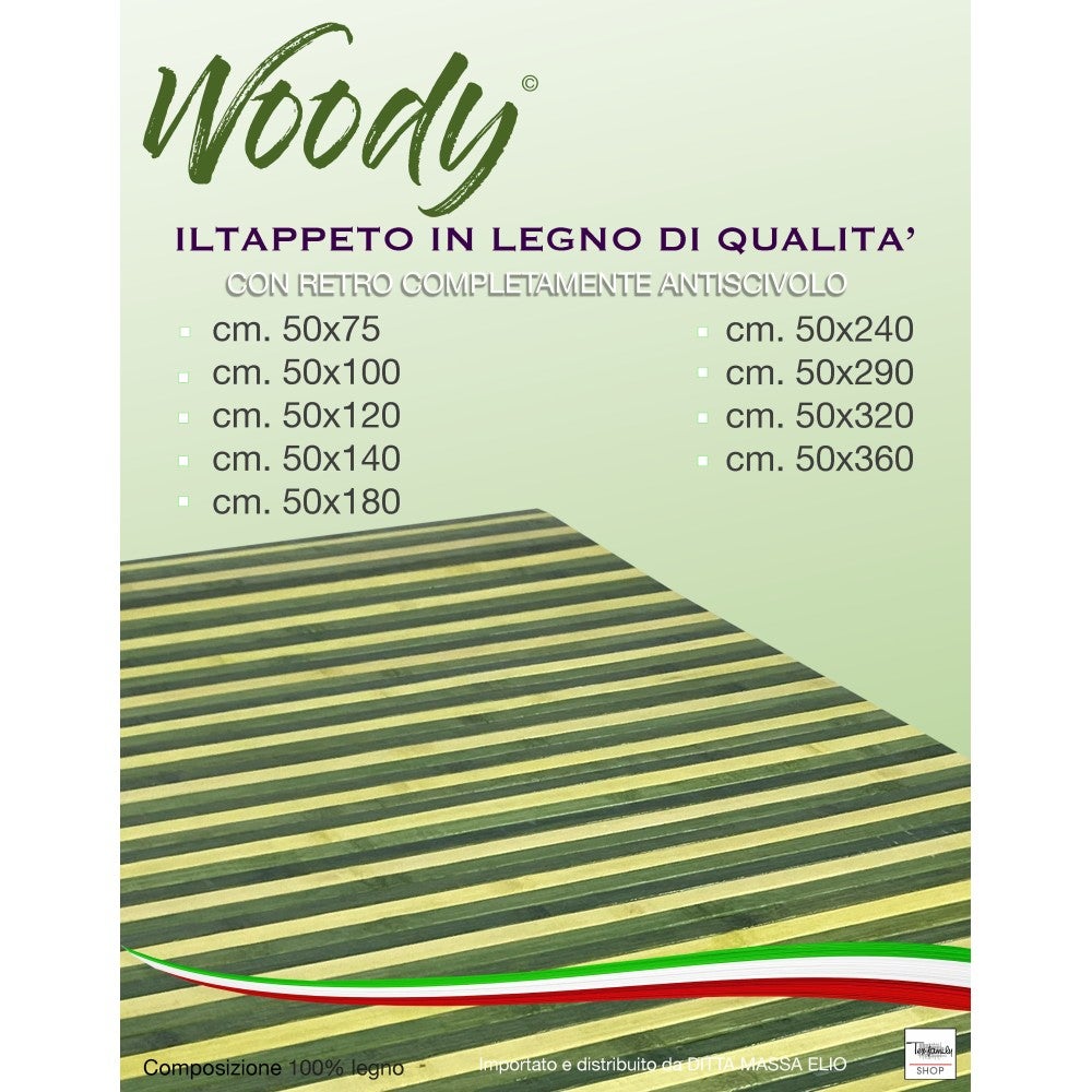 TAPIS de CUISINE WOODY en BOIS de BAMBOU, OMBRÉE de VERT, de toutes les tailles Cm. 50x120 - 2