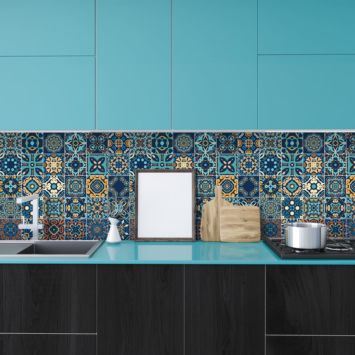 9 adesivi piastrelle di cemento azulejos dizier - Sticker adesivo - adesivi murali - 9stickers15x15cm - 3